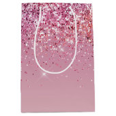 Roos Gold Pink Gold Glitter Sparkle Medium Cadeauzakje (Voorkant)