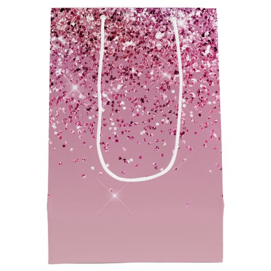 Roos Gold Pink Gold Glitter Sparkle Medium Cadeauzakje (Achterkant)