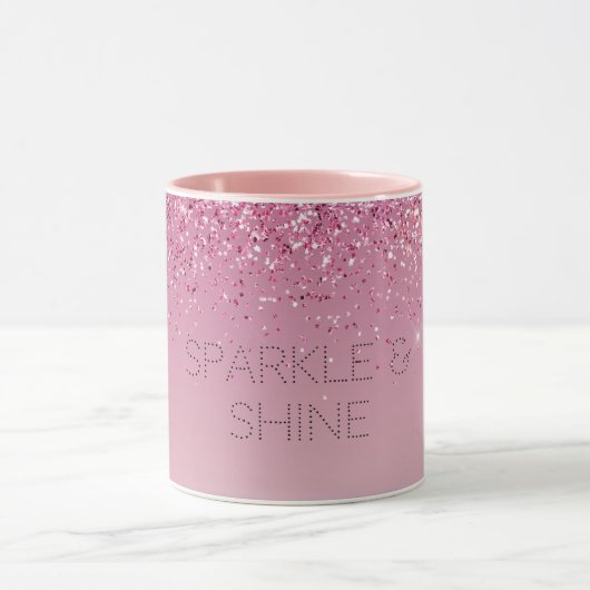 Roos Gold Pink Gold Glitter Sparkle Mok (Midden)