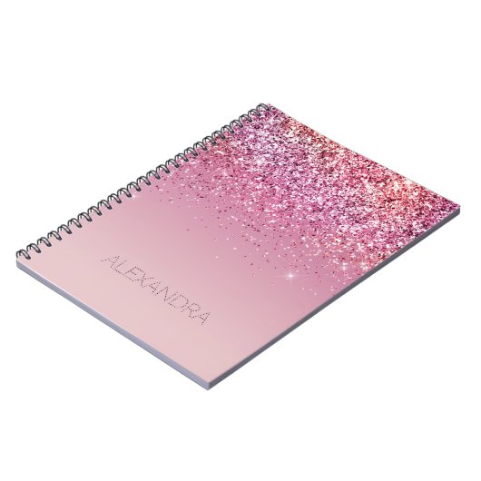Roos Gold Pink Gold Glitter Sparkle Notitieboek (Linkerzijde)