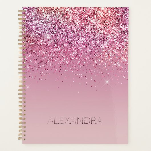 Roos Gold Pink Gold Glitter Sparkle Planner (Voorkant)