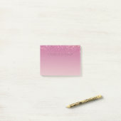 Roos Gold Pink Gold Glitter Sparkle Post-it® Notes (Op bureau)