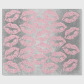 Roos Gold Pink Grey Silver Lips Glitter Grungy Cadeaupapier (Vlak)
