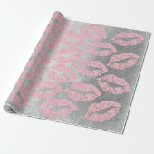 Roos Gold Pink Grey Silver Lips Glitter Grungy Cadeaupapier (Uitgerold)