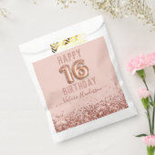 Roos Gold Pink Happy 16th Birthday Bedankzakje (Gezegeld)