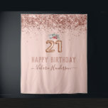 Roos Gold Pink Happy 21st Birthday Tapestry Wandkleed<br><div class="desc">Meisjes glitter,  milleniumroze achtergrond,  met fancy manuscriptnaam typografie. Faux roos gold 21 ballontekst. Geweldig voor de 21ste Sweet-viering.</div>