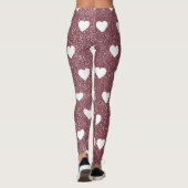 Roos Gold Pink Heart Pattern Valentijnsdag Leggings (Achterkant)