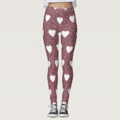 Roos Gold Pink Heart Pattern Valentijnsdag Leggings (Voorkant)