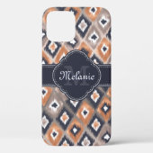 Roos Gold Pink Ikat Pattern Monogram Case-Mate iPhone Case (Achterkant)