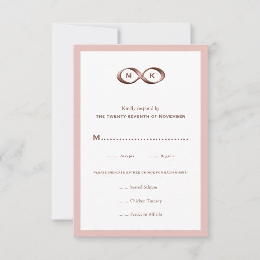 Roos Gold Pink Infinity Hand Clasp Wedding RSVP Ca (Voorkant)