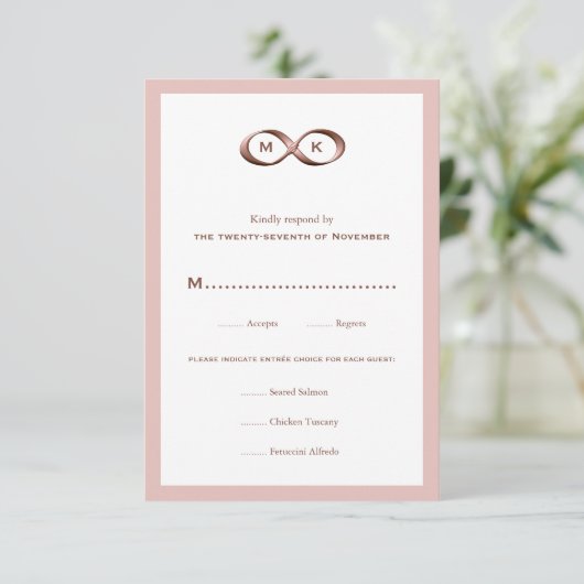 Roos Gold Pink Infinity Hand Clasp Wedding RSVP Ca (Staand voorkant)