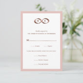 Roos Gold Pink Infinity Hand Clasp Wedding RSVP Ca Kaartje (Staand voorkant)