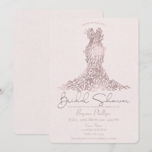 Roos Gold Pink laat glam Dress Vrijgezellenfeest Kaart (Voorkant / Achterkant)