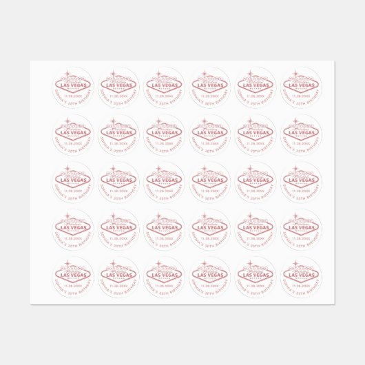 Roos Gold Pink Las Vegas Birthday Custom Favor Labels (Vel)