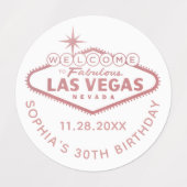 Roos Gold Pink Las Vegas Birthday Custom Favor Labels (Design 2)