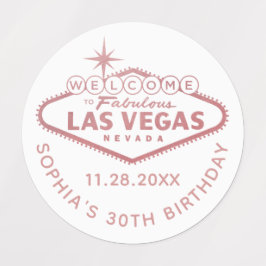 Roos Gold Pink Las Vegas Birthday Custom Favor Labels