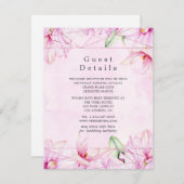 Roos Gold & Pink Magnolia geometrische gastgegeven Informatiekaartje (Voorkant / Achterkant)