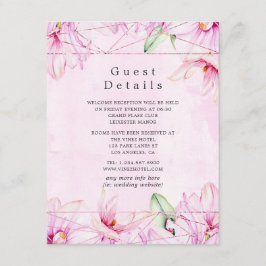 Roos Gold & Pink Magnolia geometrische gastgegeven Informatiekaartje
