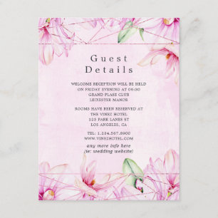 Roos Gold & Pink Magnolia geometrische gastgegeven Informatiekaartje