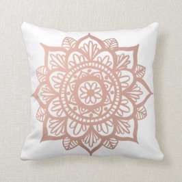 Roos Gold Pink Mandala Flower Kussen