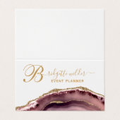 Roos Gold Pink Marble Agate Event Planner Square B Visitekaartje (Buitenkant ongevouwen)