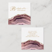 Roos Gold Pink Marble Agate Event Planner Vierkante Visitekaartje (Voorkant / Achterkant)