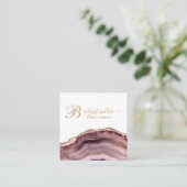 Roos Gold Pink Marble Agate Event Planner Vierkante Visitekaartje (Staand voorkant)