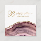 Roos Gold Pink Marble Agate Event Planner Vierkante Visitekaartje (Voorkant)