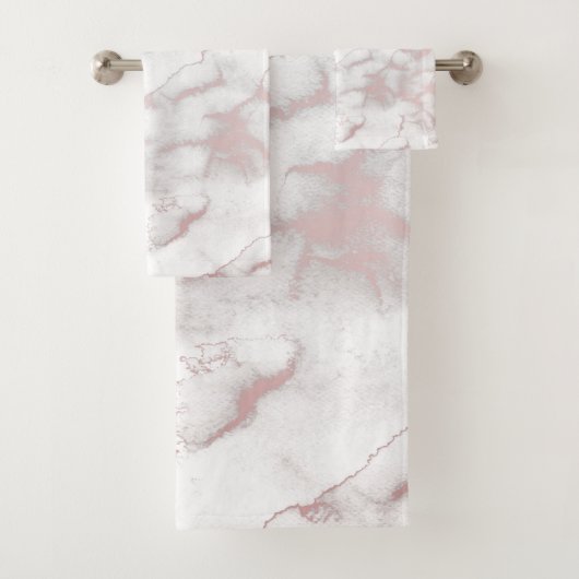 Roos Gold Pink Marble Modern Chic Trendy Bad Handdoek (Insitu)