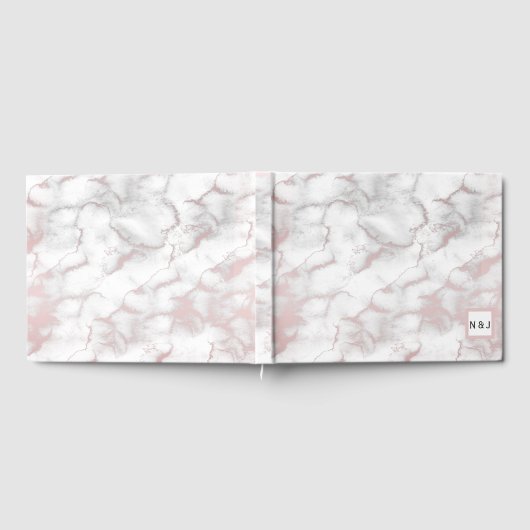 Roos Gold Pink Marble Modern Chic Trendy Party Gastenboek (Volledig)