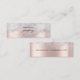 Roos Gold Pink Marble Script Earning-weergavekaart Mini Visitekaartje