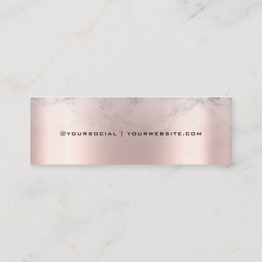 Roos Gold Pink Marble Script Earning-weergavekaart Mini Visitekaartje (Achterkant)