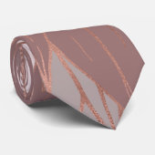 Roos Gold Pink Mauve Hand Drawn Flower Art Stropdas (Opgerold)