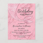 Roos Gold Pink Mermaid Tail Pool Marmer Birthday Uitnodiging Briefkaart (Voorkant)