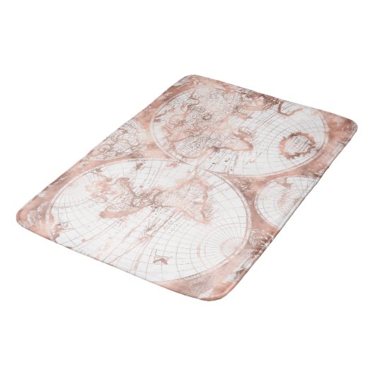 Roos Gold Pink Metaal Glitter Antiek Wereldkaart Badmat (Gekanteld)