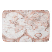 Roos Gold Pink Metaal Glitter Antiek Wereldkaart Badmat (Voorkant)