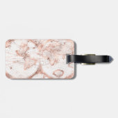 Roos Gold Pink Metaal Glitter Antiek Wereldkaart Bagagelabel (Achterkant horizontaal)