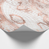 Roos Gold Pink Metaal Glitter Antiek Wereldkaart Cadeaupapier (Hoek)
