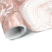 Roos Gold Pink Metaal Glitter Antiek Wereldkaart Cadeaupapier (Rol Hoek)