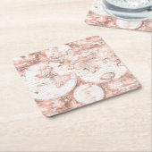 Roos Gold Pink Metaal Glitter Antiek Wereldkaart Kartonnen Onderzetters (Schuin)