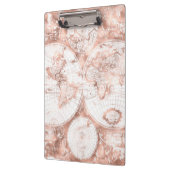 Roos Gold Pink Metaal Glitter Antiek Wereldkaart Klembord (Links)