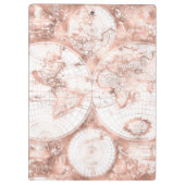 Roos Gold Pink Metaal Glitter Antiek Wereldkaart Klembord (Achterkant)