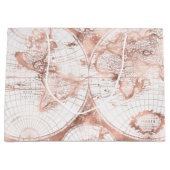 Roos Gold Pink Metaal Glitter Antiek Wereldkaart Large Cadeautasje (Voorkant)