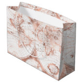 Roos Gold Pink Metaal Glitter Antiek Wereldkaart Large Cadeautasje (Achterkant Gekanteld)