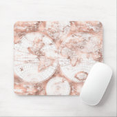 Roos Gold Pink Metaal Glitter Antiek Wereldkaart Muismat (Met muis)
