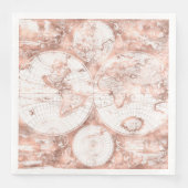 Roos Gold Pink Metaal Glitter Antiek Wereldkaart Servet (Voorkant)