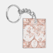 Roos Gold Pink Metaal Glitter Antiek Wereldkaart Sleutelhanger (Voorkant Links)