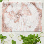 Roos Gold Pink Metaal Glitter Antiek Wereldkaart Theedoek (Gevouwen)