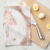 Roos Gold Pink Metaal Glitter Antiek Wereldkaart Theedoek (Quarter Fold)