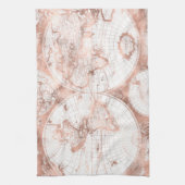 Roos Gold Pink Metaal Glitter Antiek Wereldkaart Theedoek (Verticaal)